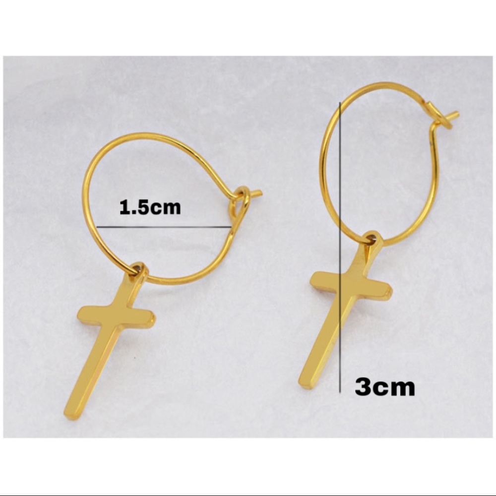 💙18K Goldplated Charm Hoops Earrings - Picture 14 of 14